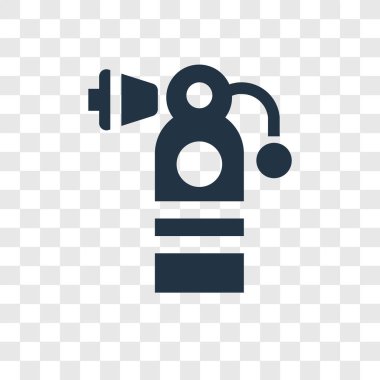 Saydam arka plan üzerinde yangın söndürücü logo tasarımı izole yangın söndürücü vektör simgesi