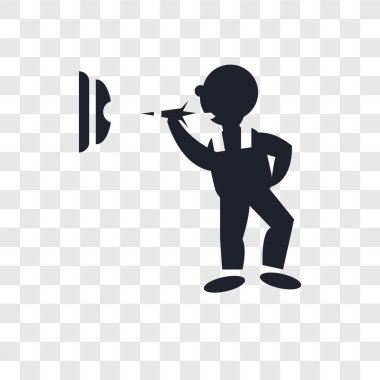 Şeffaf backgrou izole bir dart vektör simgesi atma adam