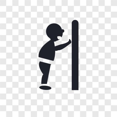 Bir kapı üzerinde saydam izole onun vücut vektör simgesi ile iterek adam