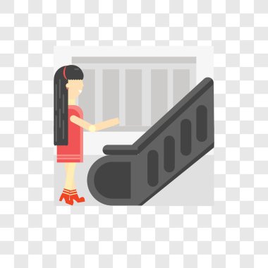 Saydam arka plan üzerinde Escala izole yürüyen merdiven vektör simgesi