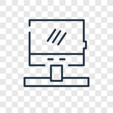 Saydam arka plan üzerinde monitör logo tasarımı izole monitör vektör simgesi