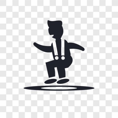 Adam vektör simgesi üzerinde şeffaf arka plan izole atlama, atlama