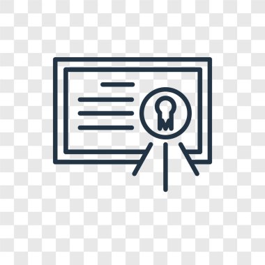 Saydam arka plan üzerinde sertifika logo tasarımı izole sertifika vektör simgesi