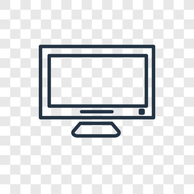 Saydam arka plan üzerinde monitör logo tasarımı izole monitör vektör simgesi