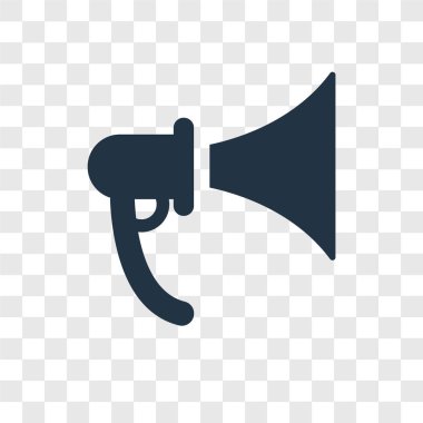 Saydam arka plan üzerinde megafon yan görünümü logo tasarımı izole megafon yan görünüm vektör simgesi