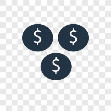 Saydam arka plan üzerinde sikke logo tasarımı izole sikke vektör simgesi