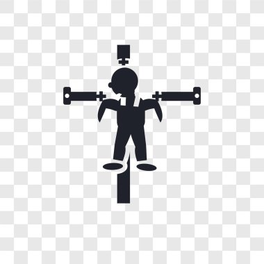 Saydam arka plan üzerinde C izole çarmıha poz vektör simgesi