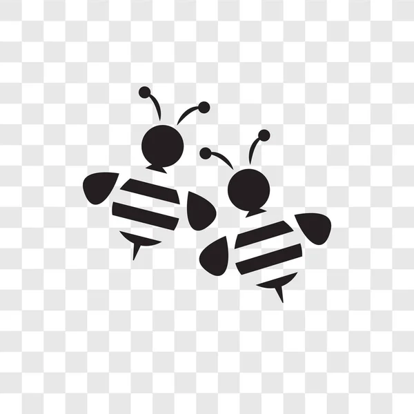 Bees vector icon isolated on transparent background, Bees logo d — Stock Vector