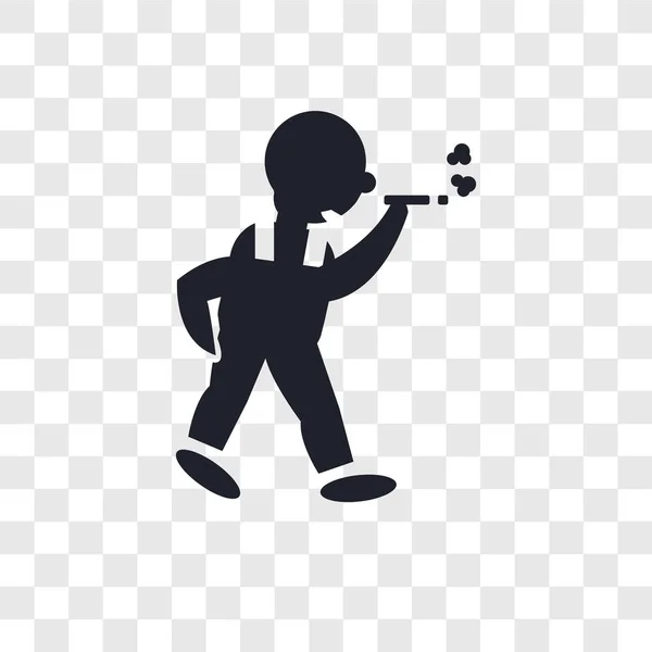 Hombre caminando y fumar icono vectorial aislado en la espalda transparente — Vector de stock