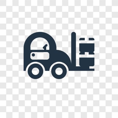 Saydam arka plan üzerinde Forklift logo tasarımı izole forklift vektör simgesi