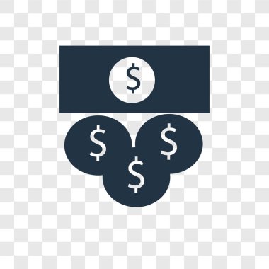 Saydam arka plan üzerinde para logo tasarımı izole para vektör simgesi