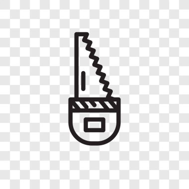 Saydam arka plan üzerinde testere logo tasarımı izole vektör simge gördüm