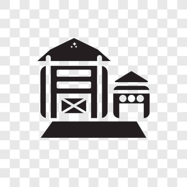 Saydam arka plan üzerinde çiftlik izole çiftlik evi vektör simgesi 