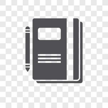 Saydam arka plan üzerinde Not izole defter vektör simgesi