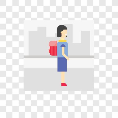 Okul vektör simgesi üzerinde şeffaf arka plan izole yürüme