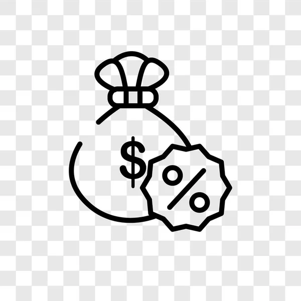 Icône vectorielle sac d'argent isolé sur fond transparent, Conception de logo sac d'argent — Image vectorielle