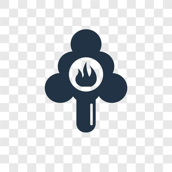 Pinheiro no ícone do vetor de fogo isolado no fundo transparente, Pinheiro no projeto do logotipo do fogo — Vetor de Stock