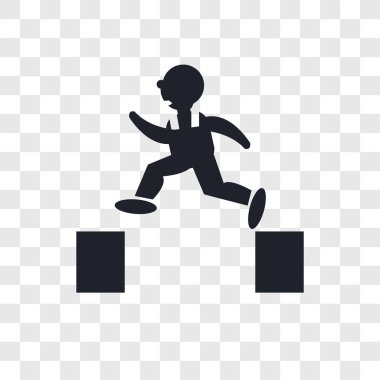 Vektör simge atlama adam şeffaf arka plan üzerinde adam izole. 