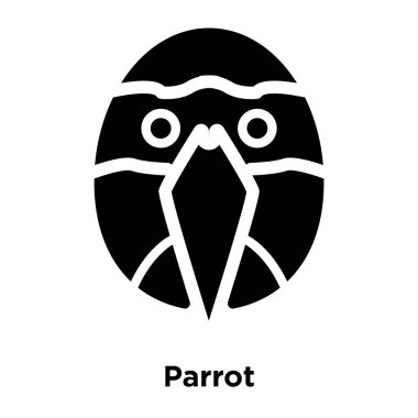 Siyah sembol simge vektör beyaz arka plan, logo şeffaf arka plan, papağan işareti kavramı üzerinde izole dolu papağan