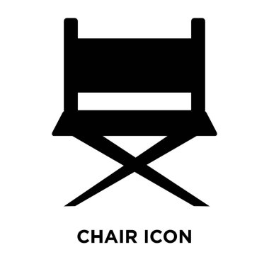 Beyaz arka plan, logo şeffaf arka plan, sandalye işareti kavramı üzerinde izole sandalye simge vektör siyah sembol dolu