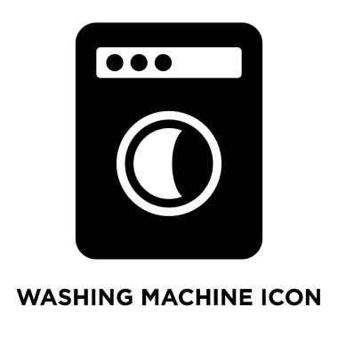 Beyaz arka plan, logo şeffaf arka plan, çamaşır makinesi işareti kavramı üzerinde izole çamaşır makinesi simge vektör siyah sembol dolu
