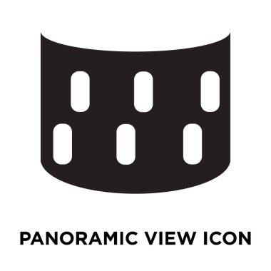 Panoramik simge vektör, beyaz arka plan üzerinde izole panoramik kavramı logo şeffaf arka plan, dolgulu siyah sembolü imzalamak