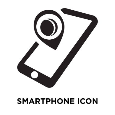 Beyaz arka plan, logo şeffaf arka plan, tabelada Smartphone kavramı üzerinde izole Smartphone simge vektör siyah sembol dolu