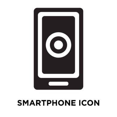 Beyaz arka plan, logo şeffaf arka plan, tabelada Smartphone kavramı üzerinde izole Smartphone simge vektör siyah sembol dolu