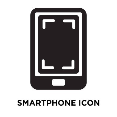 Beyaz arka plan, logo şeffaf arka plan, tabelada Smartphone kavramı üzerinde izole Smartphone simge vektör siyah sembol dolu