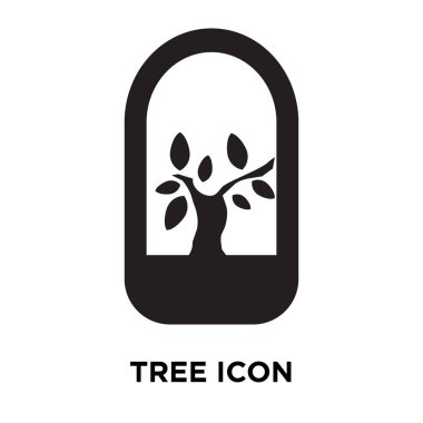 Beyaz arka plan, logo şeffaf arka plan ağaç işareti kavramı üzerinde izole ağaç simge vektör siyah sembol dolu