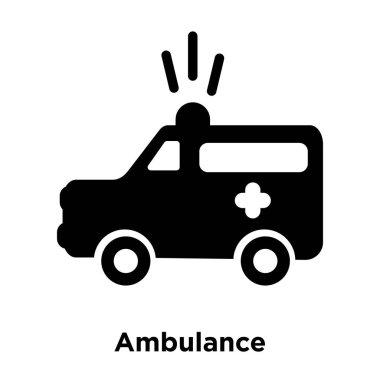 Beyaz arka plan, logo şeffaf arka plan, ambulans işareti kavramı üzerinde izole ambulans simge vektör siyah sembol dolu