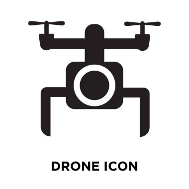 Beyaz arka plan, logo şeffaf arka plan, dron işareti kavramı üzerinde izole dron simge vektör siyah sembol dolu
