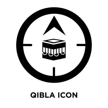 Beyaz arka plan, logo şeffaf arka plan, kıble işareti kavramı üzerinde izole Kıble simge vektör siyah sembol dolu
