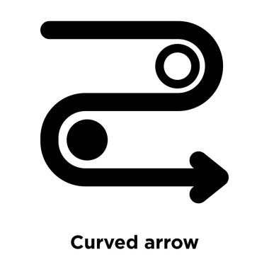 Kavisli ok simge vektör, beyaz arka plan üzerinde izole kavisli ok kavramı logo şeffaf arka plan, dolgulu siyah sembolü imzalamak