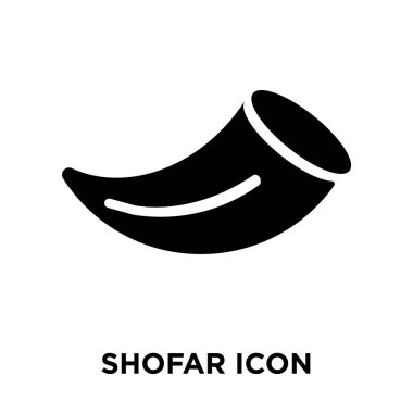 Beyaz arka plan, logo şeffaf arka plan, tabelada Shofar kavramı üzerinde izole shofar simge vektör siyah sembol dolu