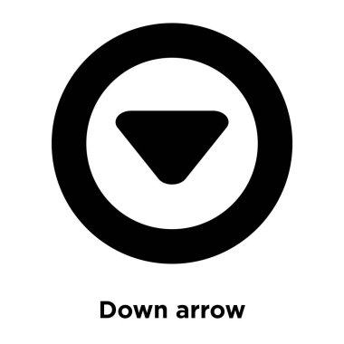 Beyaz arka plan üzerinde izole ok simge vektör aşağı ok işaretini şeffaf arka plan, logo kavramı dolu siyah sembolü