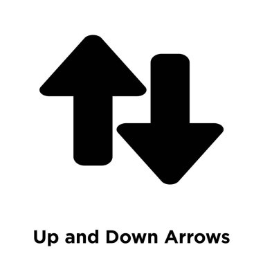 Yukarı ve aşağı okları simge vektör beyaz arka plan, yukarı ve aşağı okları tabelada şeffaf arka plan, logo kavramı üzerinde izole siyah sembol dolu