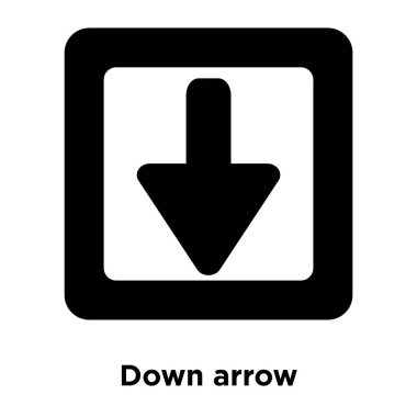 Beyaz arka plan üzerinde izole ok simge vektör aşağı ok işaretini şeffaf arka plan, logo kavramı dolu siyah sembolü