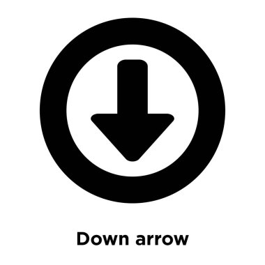 Beyaz arka plan üzerinde izole ok simge vektör aşağı ok işaretini şeffaf arka plan, logo kavramı dolu siyah sembolü