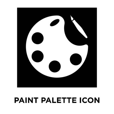 Boya paleti simge vektör, beyaz arka plan üzerinde izole logo kavramı boya paletinin oturum şeffaf arka plan, dolgulu siyah sembolü