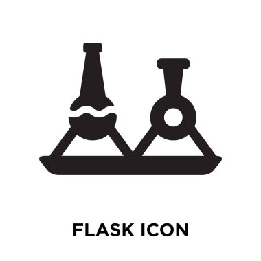 Beyaz arka plan, logo şeffaf arka plan, Flask işareti kavramı üzerinde izole şişesi simge vektör siyah sembol dolu