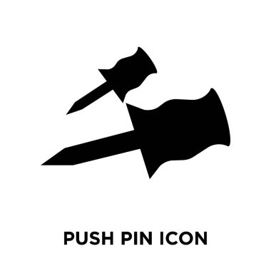 Beyaz arka plan, logo şeffaf arka plan, itme PIN işareti kavramı üzerinde izole itme PIN simge vektör siyah sembol dolu
