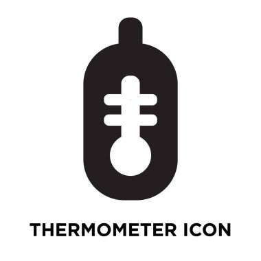 Beyaz arka plan, logo şeffaf arka plan, termometre işareti kavramı üzerinde izole termometre simge vektör siyah sembol dolu