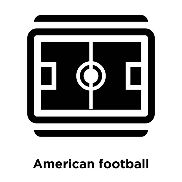アメリカン フットボール分野トップ ビュー アイコンのベクトルが白い背景で隔離 透明な背景 塗りつぶし黒シンボル サインオン アメリカン フットボール フィールド上面のロゴのコンセプト — ストックベクタ