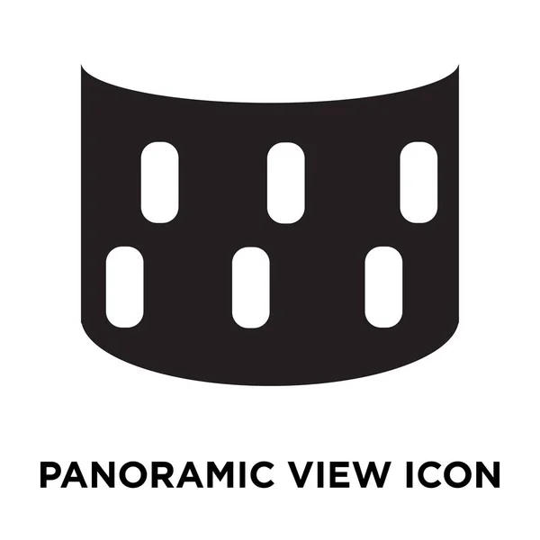 パノラマ ビュー アイコン ベクトルは 白い背景で隔離 透明な背景 塗りつぶし黒シンボル サインオン パノラマ ビューのロゴのコンセプト — ストックベクタ