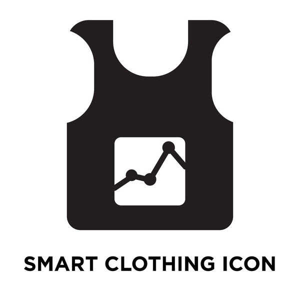 Интеллектуальная одежда иконка вектор изолирован на белом фоне, логотип концепции Smart одежды знак на прозрачном фоне, заполненный черный символ
