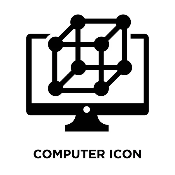 白い背景に 透明な背景にコンピューター サインのロゴのコンセプトに分離されたコンピューター アイコン ベクトルいっぱい黒い記号 — ストックベクタ