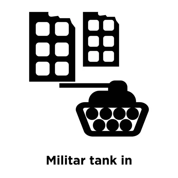 Militar tank in city street icon vector isolated on white background, logo concept of Militar tank in city street sign on transparent background, filled black symbol — Stock Illustration Militar Tank City Street Icon Vector Isolated White Background Logo Stock Vector