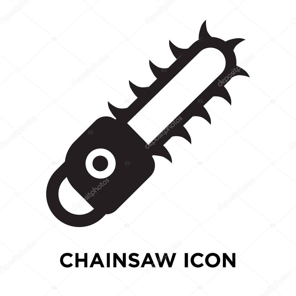 Chainsaw icon vector isolated on white background, logo concept of Chainsaw sign on transparent background, filled black symbol