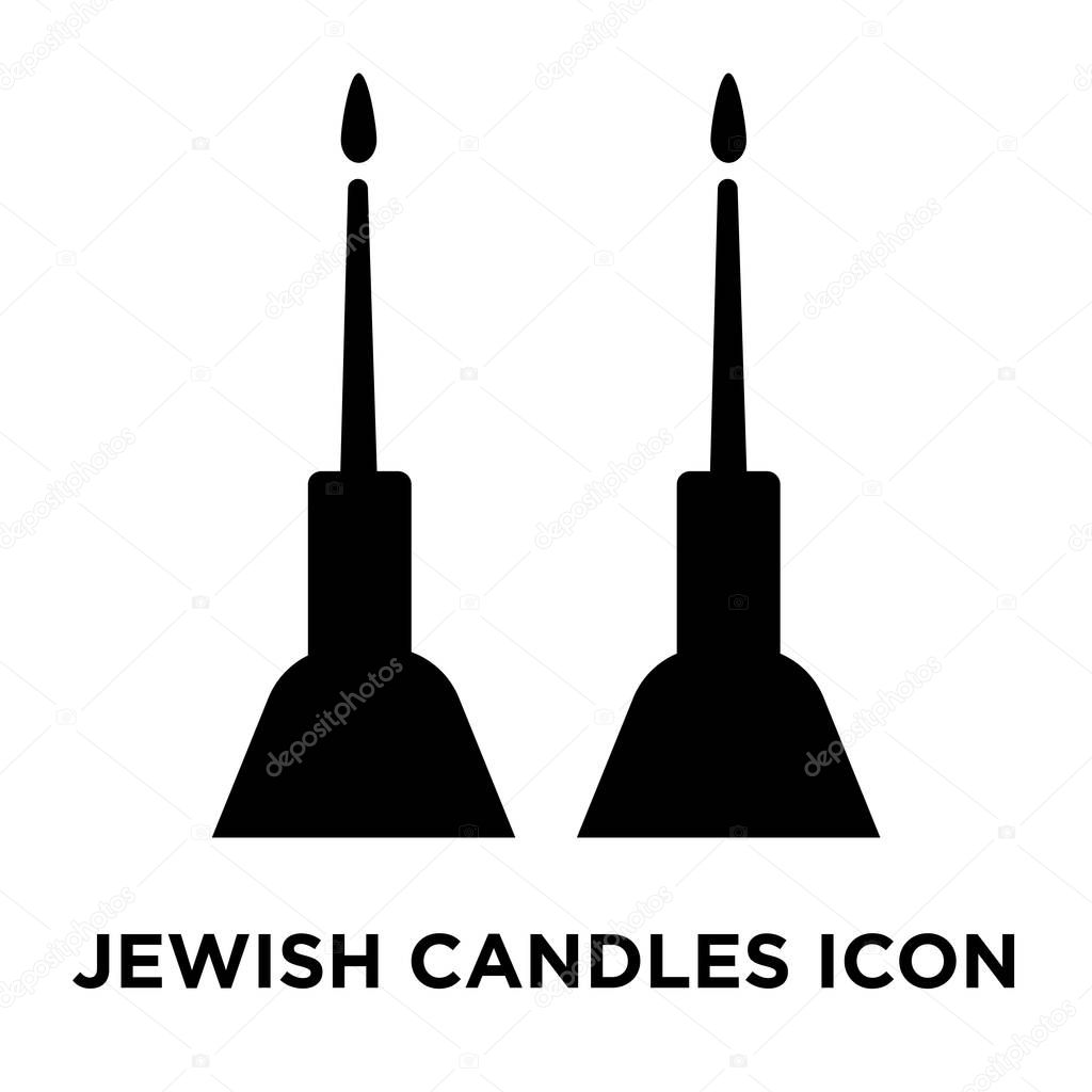 Jewish Candles icon vector isolated on white background, logo concept of Jewish Candles sign on transparent background, filled black symbol